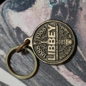 Vintage key chain Libbey glass Toledo Ohio